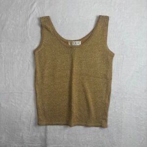 Studio Michelle Stuart Gold Metallic Ramie Sleeveless Tank Top Womens Medium
